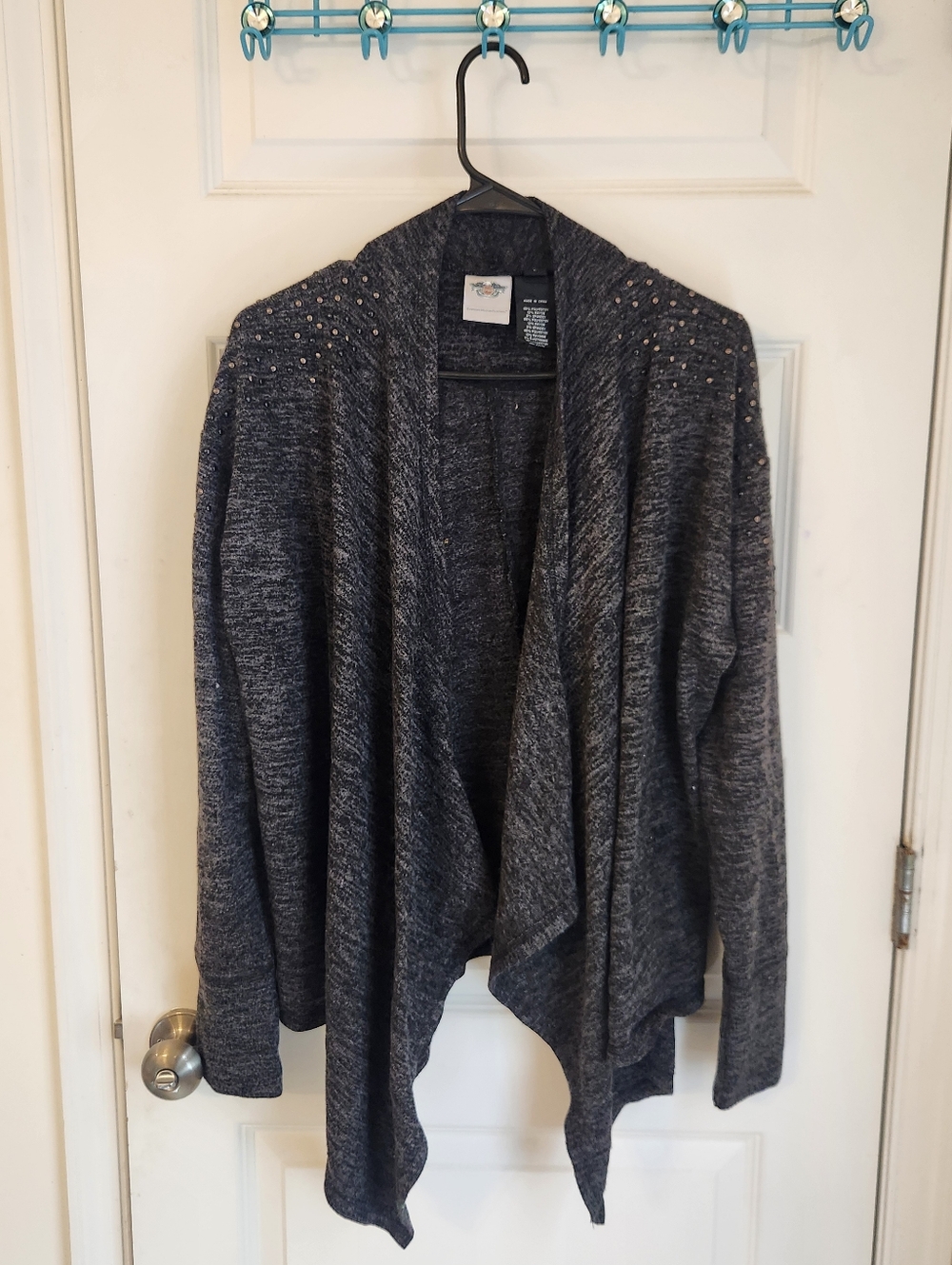 Harley Davidson Grey Open Front Cardigan Size L #D1148